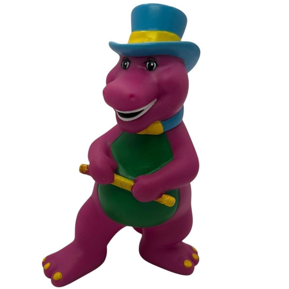 VTG Fun-Time Top Hat Barney Vinyl Toy Figure Child Dimension Hasbro 1993 Purple
